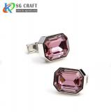 Pink Crystal inlaid Shirt cuff Cufflink