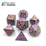 glitter Enamel rainbow Metal Dice Set