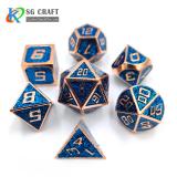 Blue glitter Enamel Metal Dice Set