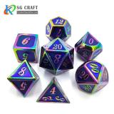 blue Enamel rainbow Metal Dice Set