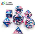 three color mixed Enamel Metal Dice Set