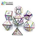 white Enamel rainbow Metal Dice Set