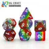 Red/Yellow/Green/Blue/ Purple  Transparent Layered Rainbow Resin Dice