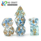 Blue Paillette With Silver Glitter Paillette Resin Dice