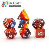 Yellow/Red/Black/Blue Transparent Layered Rainbow Dice