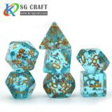 Transparent Blue Copper Foil Pieces Resin Dice