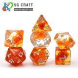 Transparent With Orange Cotton Resin Dice