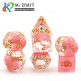 Heart  Diamond resin dice With Pink Floor With Chameleon Glitter