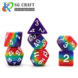 Red/Orange/Yellow/Green/Blue/ Indigo/Purple  Opaque Layered Rainbow Resin Dice