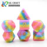 Pink/Yellow/Blue/Purple  Opaque Layered Resin Rainbow Dice