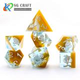 Gold Sand +Transparent Blue With Conch resin sharp dice