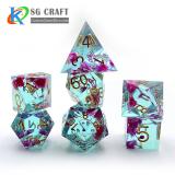 Transparent Light Green With Flower sharp dice