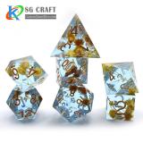 Transparent Light Blue With Flower Dice