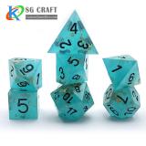 Transparent Sea Blue With Gold Foil handmade sharp dice